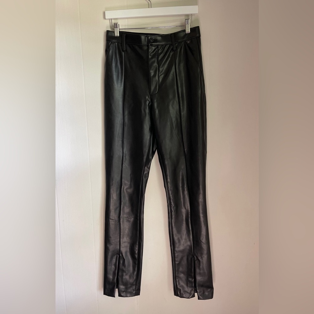 Abercrombie & Fitch Pants The Skinny Ultra High Rise Black Vegan Leather 8/29L - Picture 2 of 14